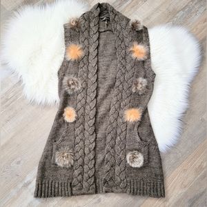 Bacci Wool Blend Braided Knit Open Sleeveless Cardigan Women's Size Large